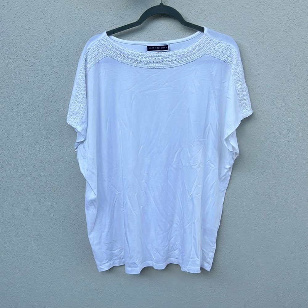 Karen Scott White Short Sleeved T Shirt Plus Size 3X Woman’s